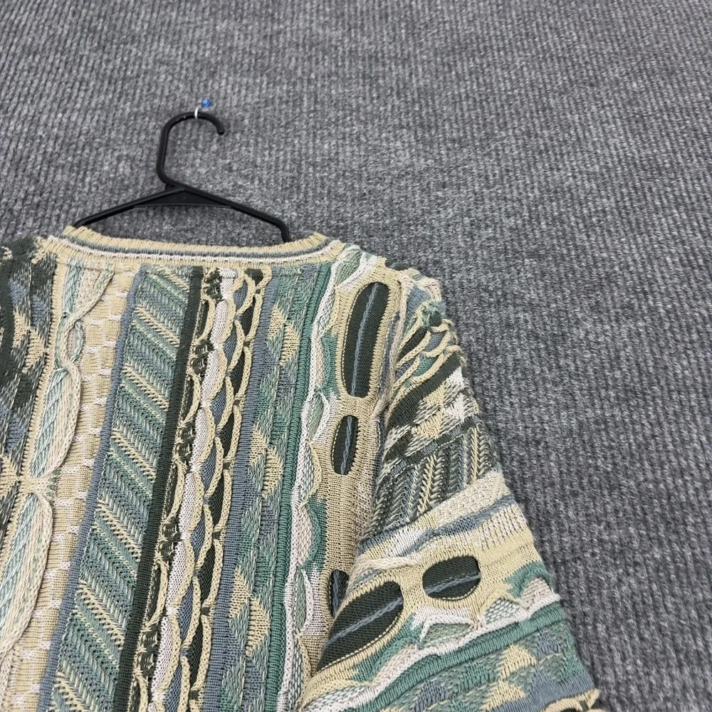 Vintage Protege Sweater Mens XL Green Acrylic 3D Textured Coogi Style Retro 90s